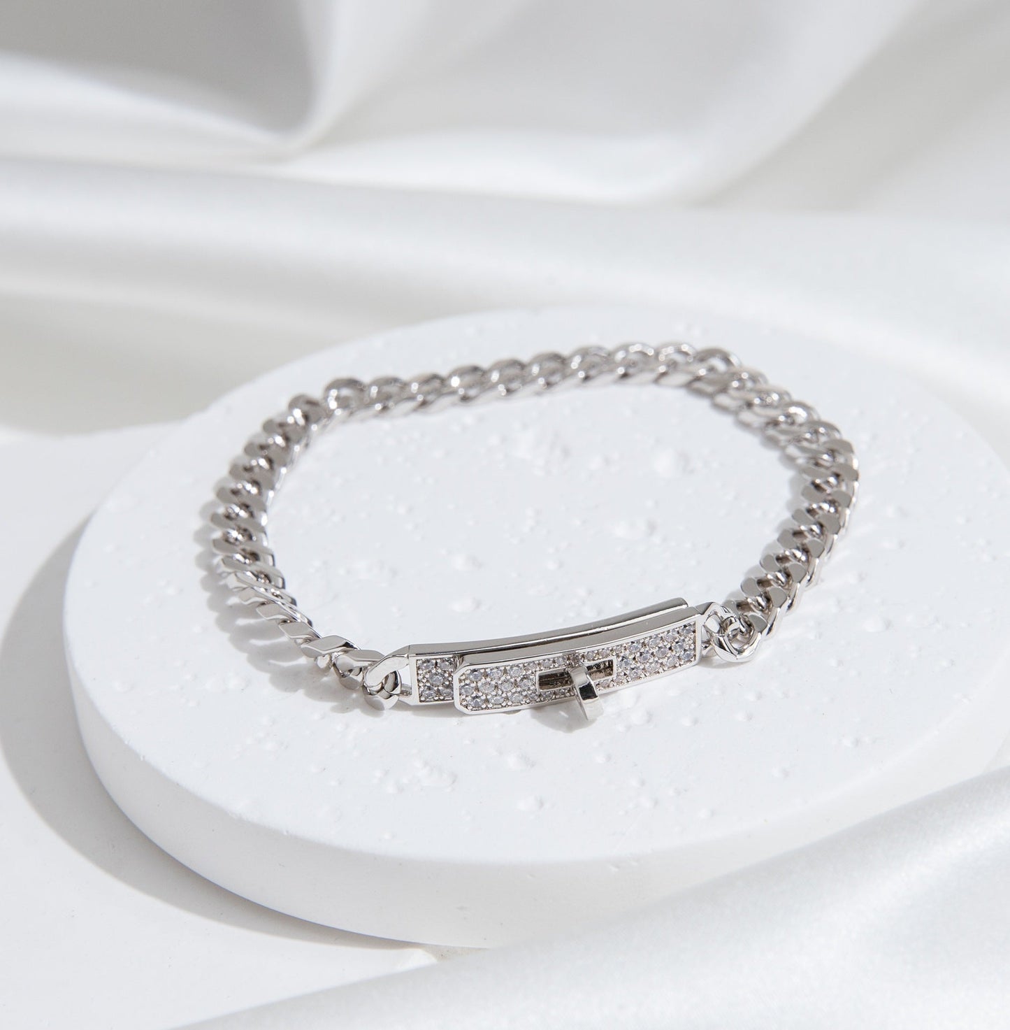 [Pearl Jewelrys]KELLY CHAIN SILVER DIAMOND BRACELET