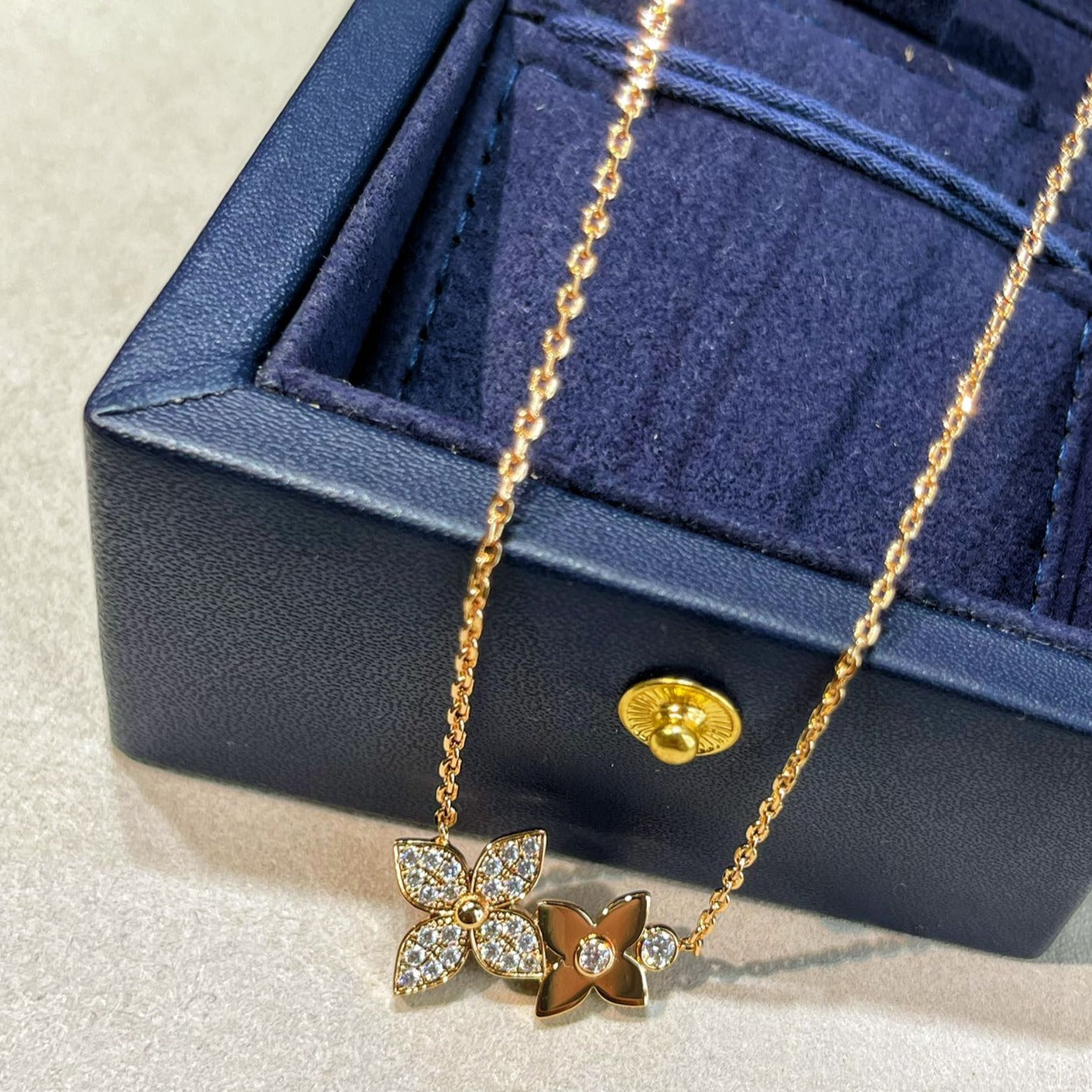 [Pearl Jewelrys]STAR BLOSSOM NECKLACE PINK GOLD DIAMONDS