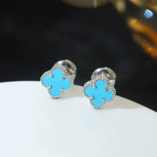 [Pearl Jewelrys]CLOVER MINI 9.5MM ONYX STUD EARRINGS SILVER