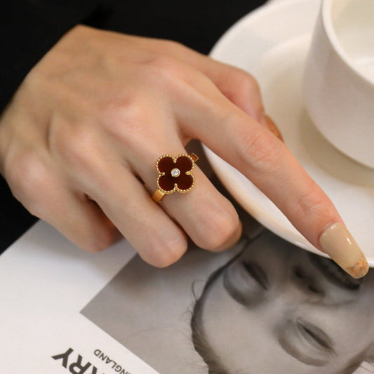 [Pearl Jewelrys]CLOVER CARNELIAN RING ROSE GOLD DIAMOND