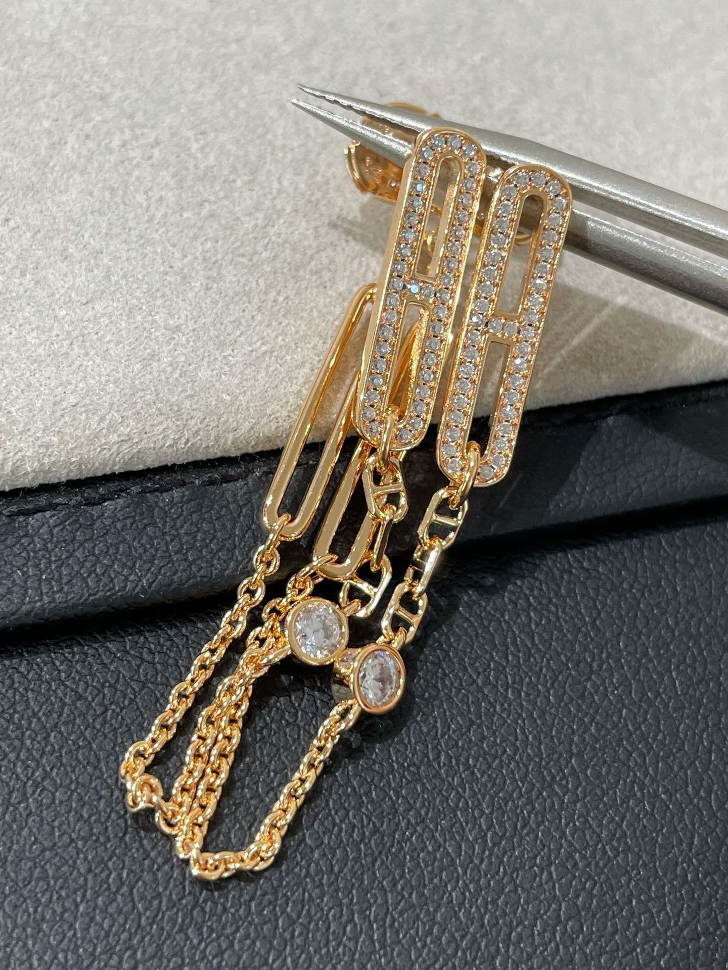 [Pearl Jewelrys]CHAINE CHAOS DIAMOND DROP EARRINGS