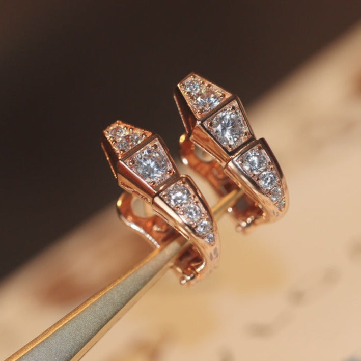 [Pearl Jewelrys]SERPENT PINK GOLD DIAMOND EARRINGS