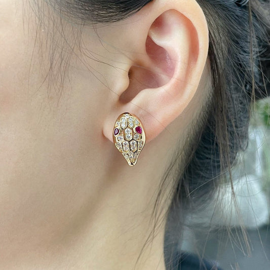 [Pearl Jewelrys]SERPENT DIAMOND STUD EARRINGS