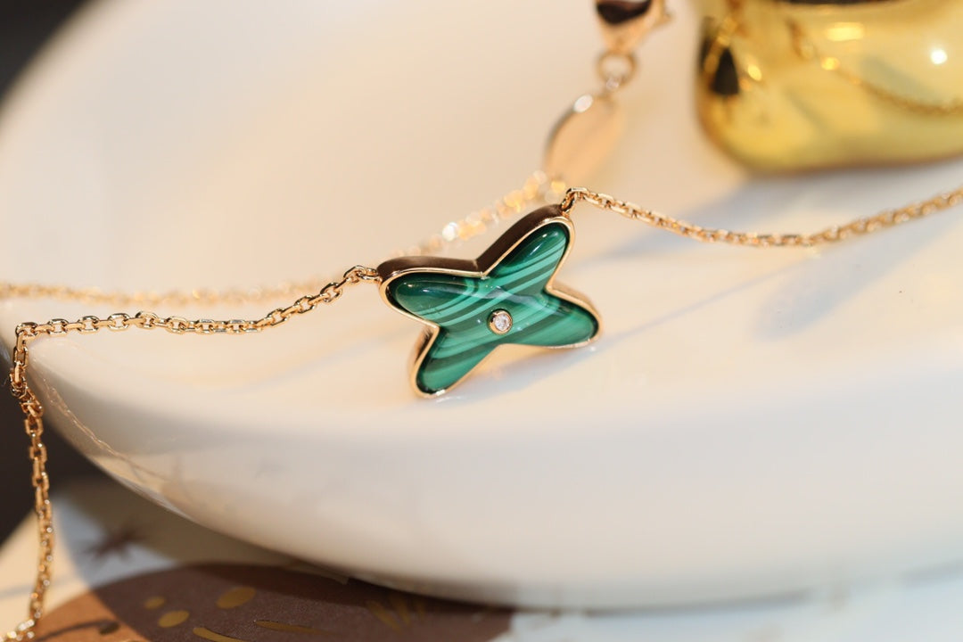 [Pearl Jewelrys]JEUX MALACHITE 1 DIAMOND PINK GOLD NECKLACE