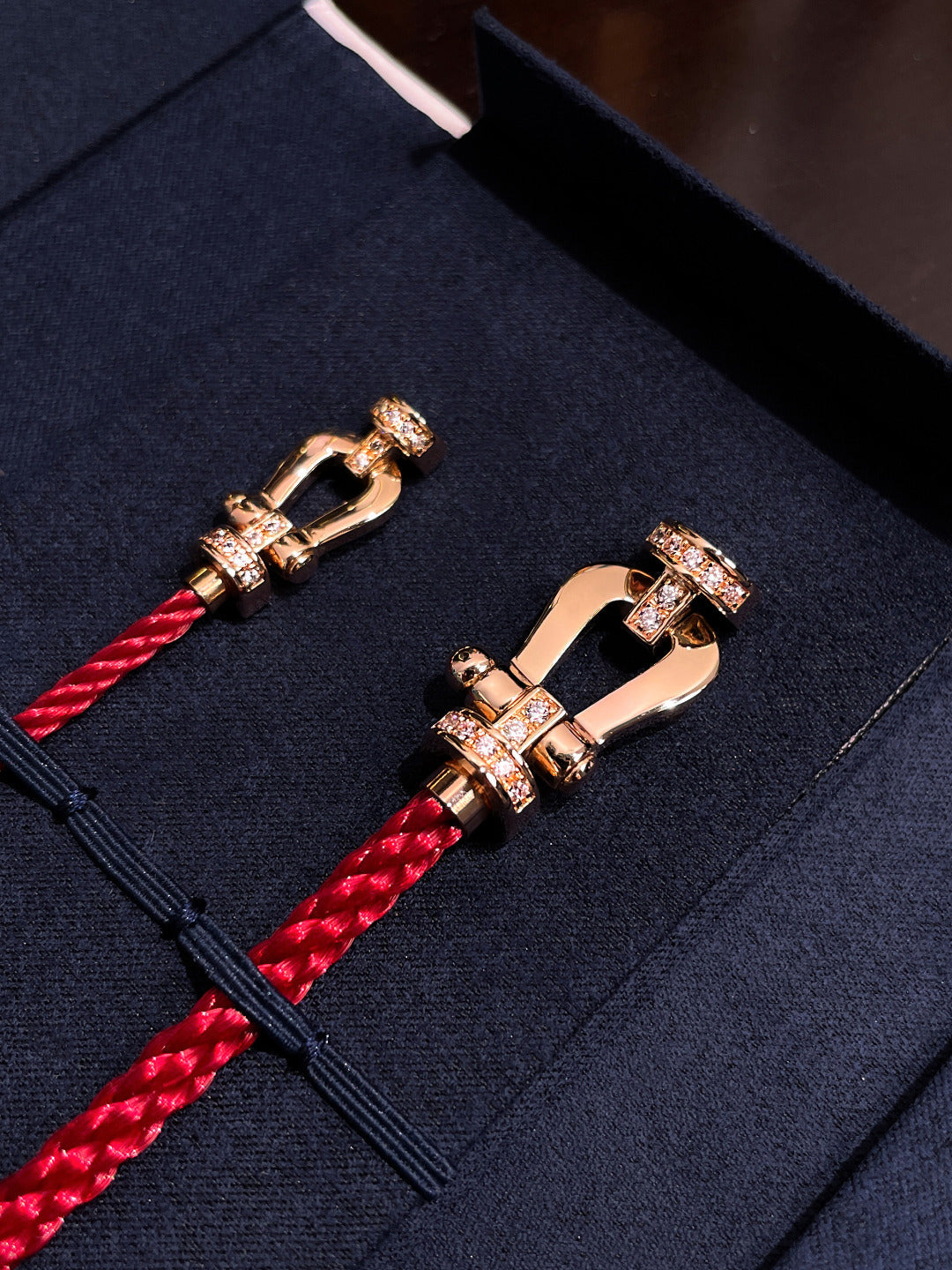 [Pearl Jewelrys]FORCE 10 HALF DIAMOND PINK GOLD RED CORDERI LARGE AND MEDIUM MODEL