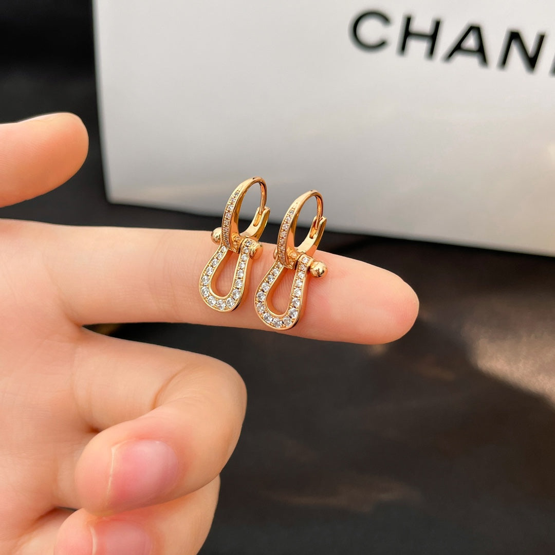 [Pearl Jewelrys]FORCE 10 FULL DIAMOND DROP EARRINGS MEDIUM MODEL