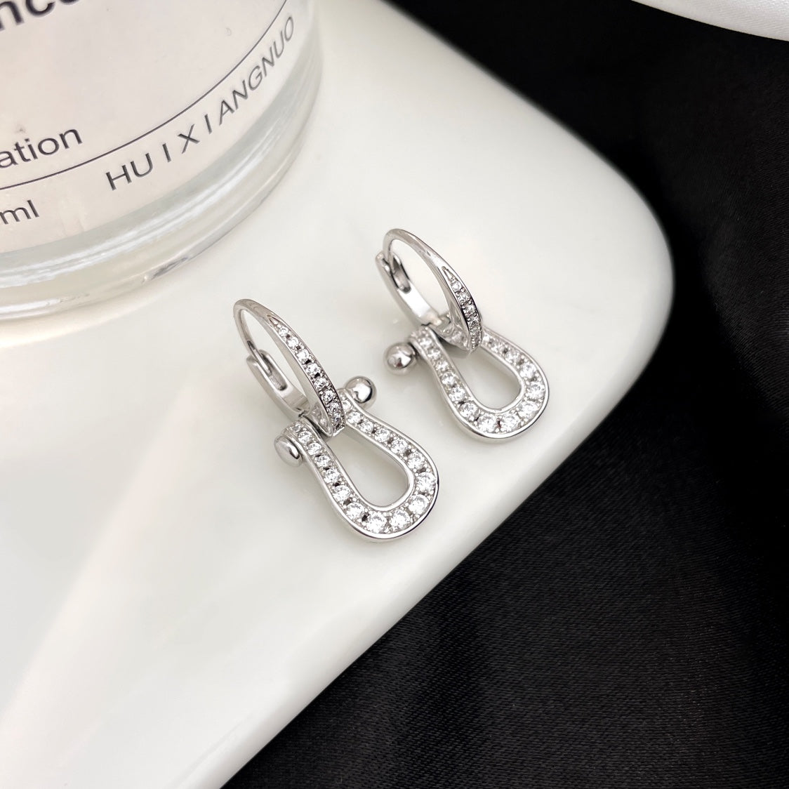 [Pearl Jewelrys]FORCE 10 FULL DIAMOND DROP EARRINGS MEDIUM MODEL