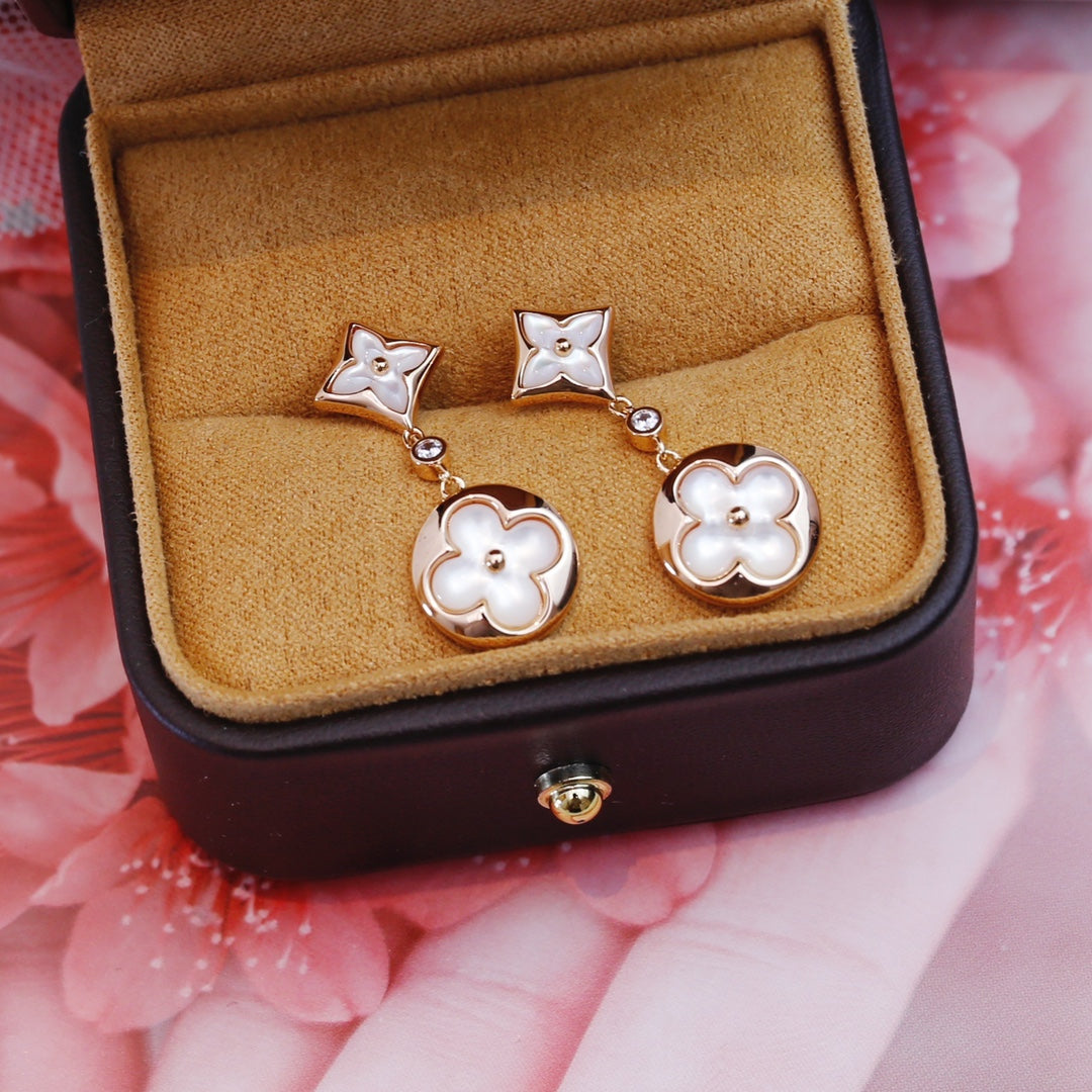 [Pearl Jewelrys]STAR AND SUN PINK GOLD MOP DROP EARRINGS