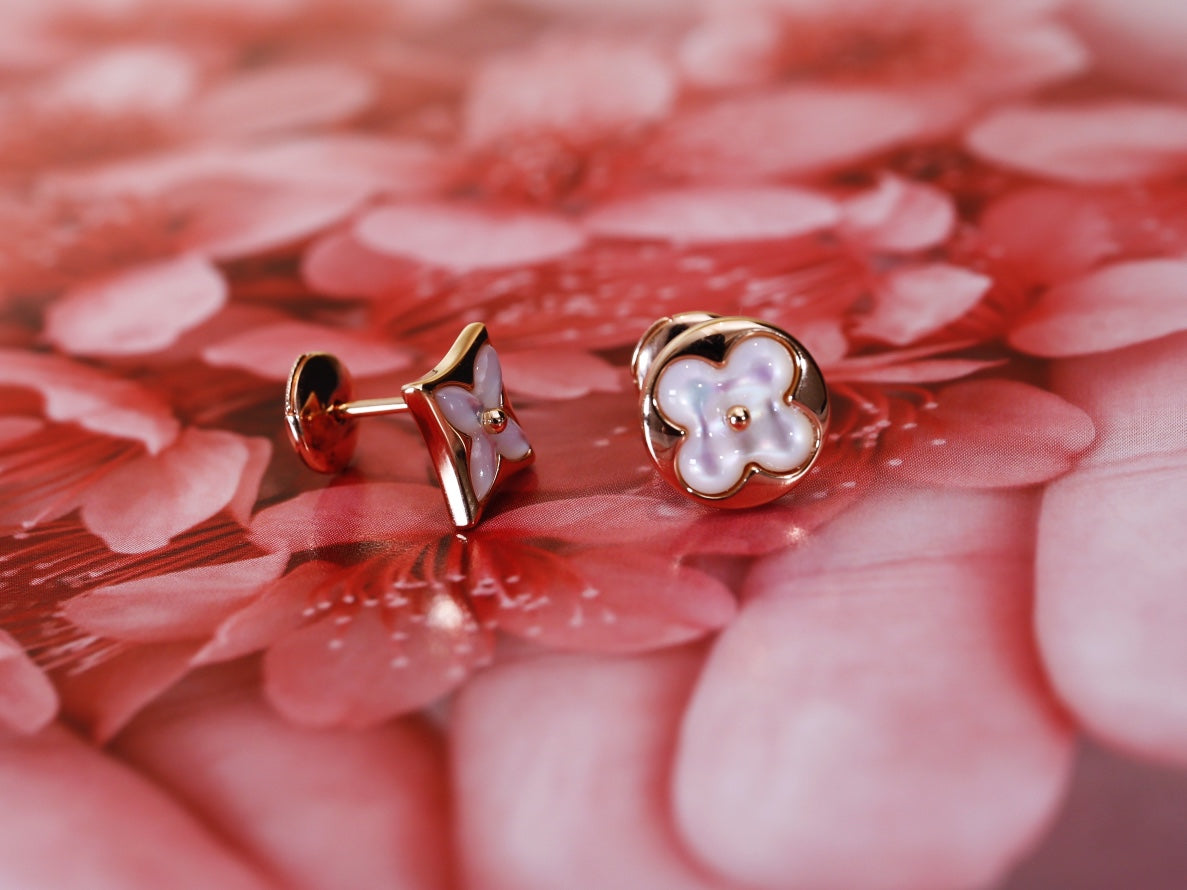 [Pearl Jewelrys]STAR AND SUN PINK GOLD MOP STUD EARRINGS