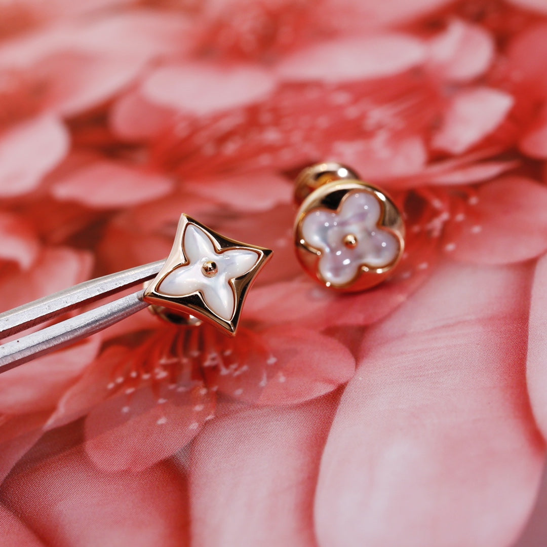 [Pearl Jewelrys]STAR AND SUN PINK GOLD MOP STUD EARRINGS