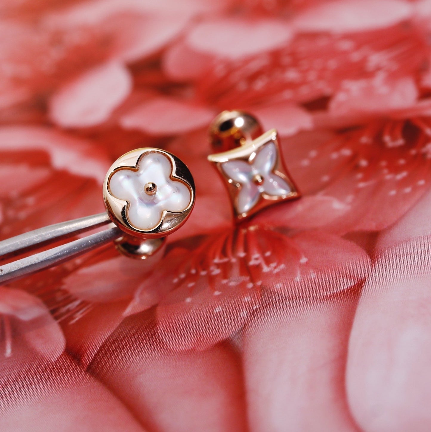 [Pearl Jewelrys]STAR AND SUN PINK GOLD MOP STUD EARRINGS