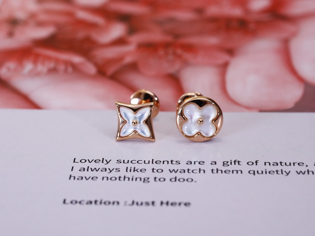[Pearl Jewelrys]STAR AND SUN PINK GOLD MOP STUD EARRINGS
