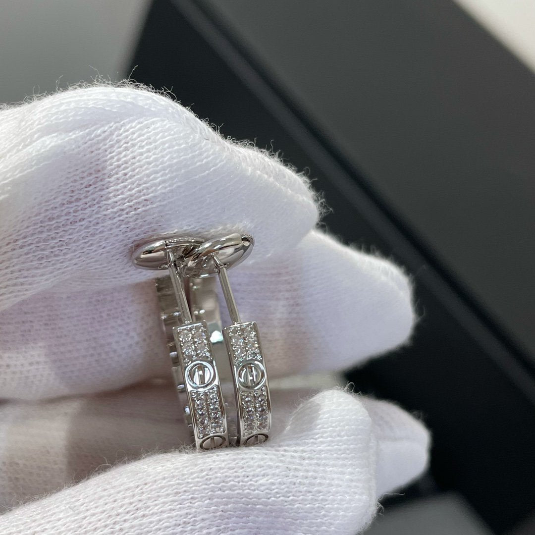 [Pearl Jewelrys]LOVE DIAMOND SILVER HOOP EARRINGS