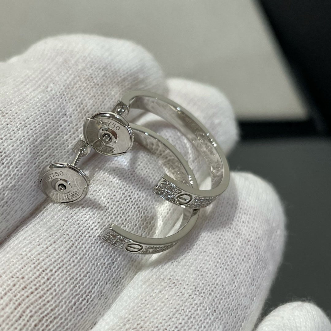 [Pearl Jewelrys]LOVE DIAMOND SILVER HOOP EARRINGS
