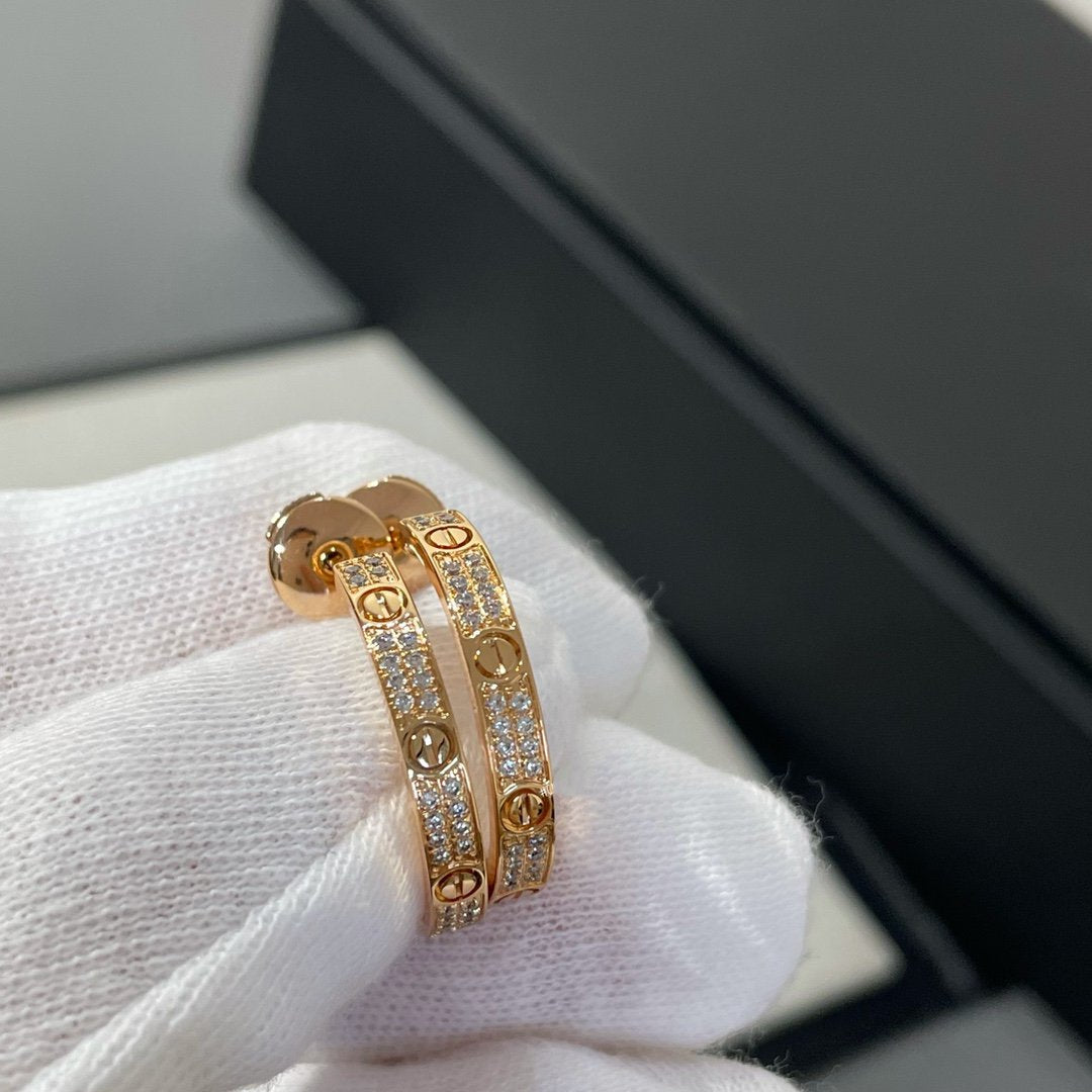 [Pearl Jewelrys]LOVE DIAMOND PINK GOLD HOOP EARRINGS
