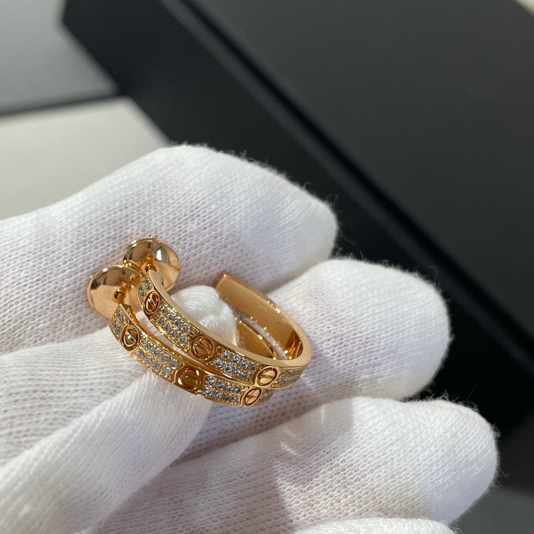 [Pearl Jewelrys]LOVE DIAMOND PINK GOLD HOOP EARRINGS