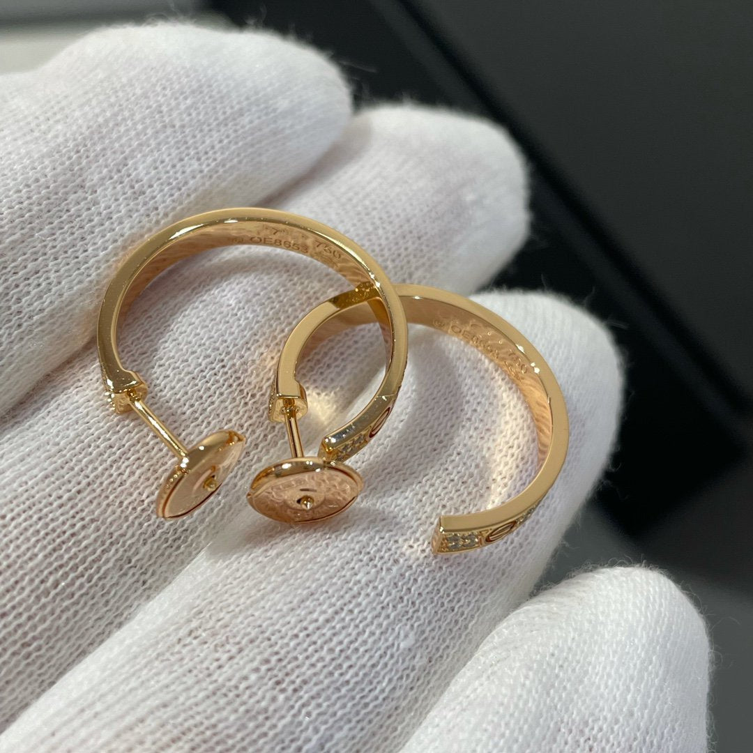 [Pearl Jewelrys]LOVE DIAMOND PINK GOLD HOOP EARRINGS