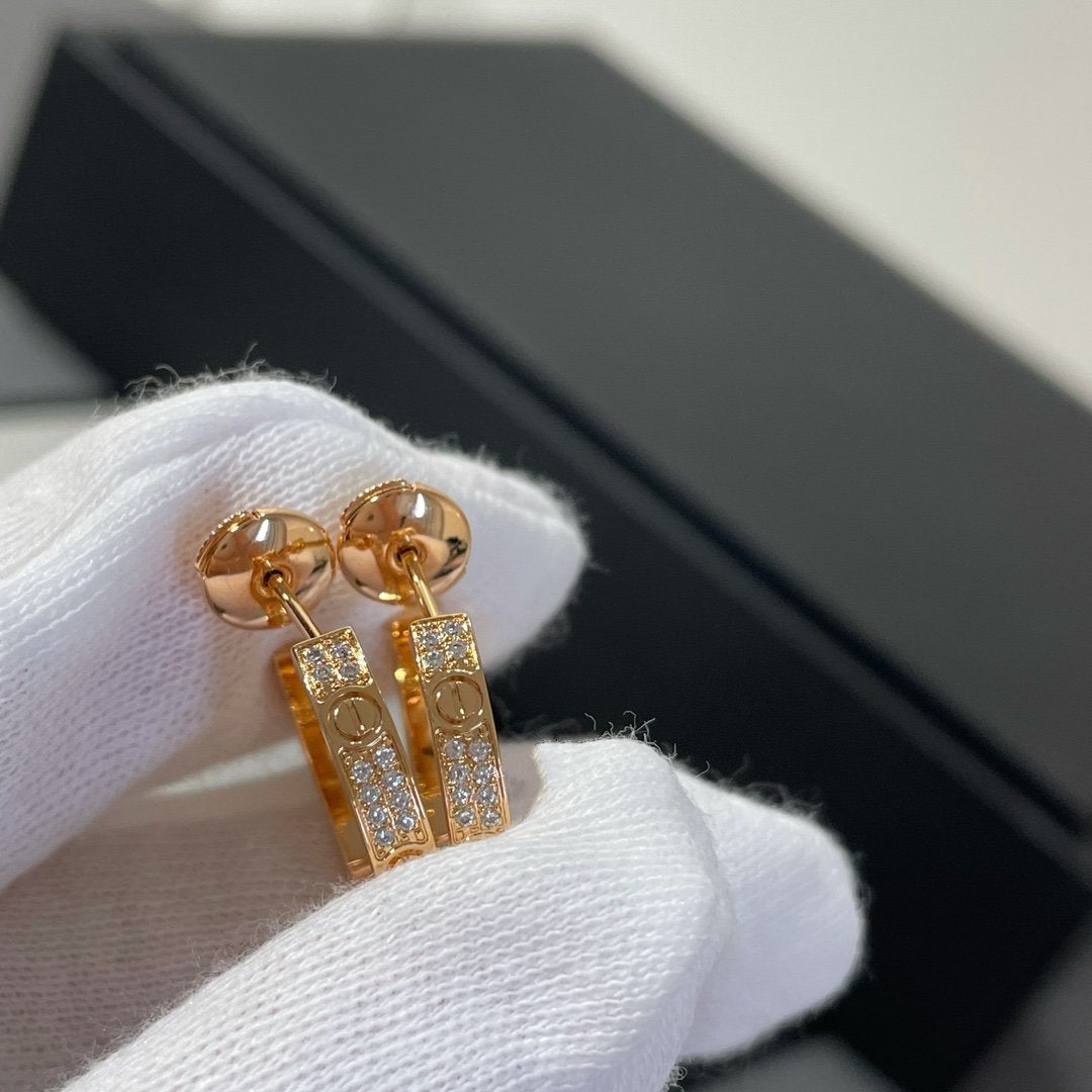 [Pearl Jewelrys]LOVE DIAMOND PINK GOLD HOOP EARRINGS