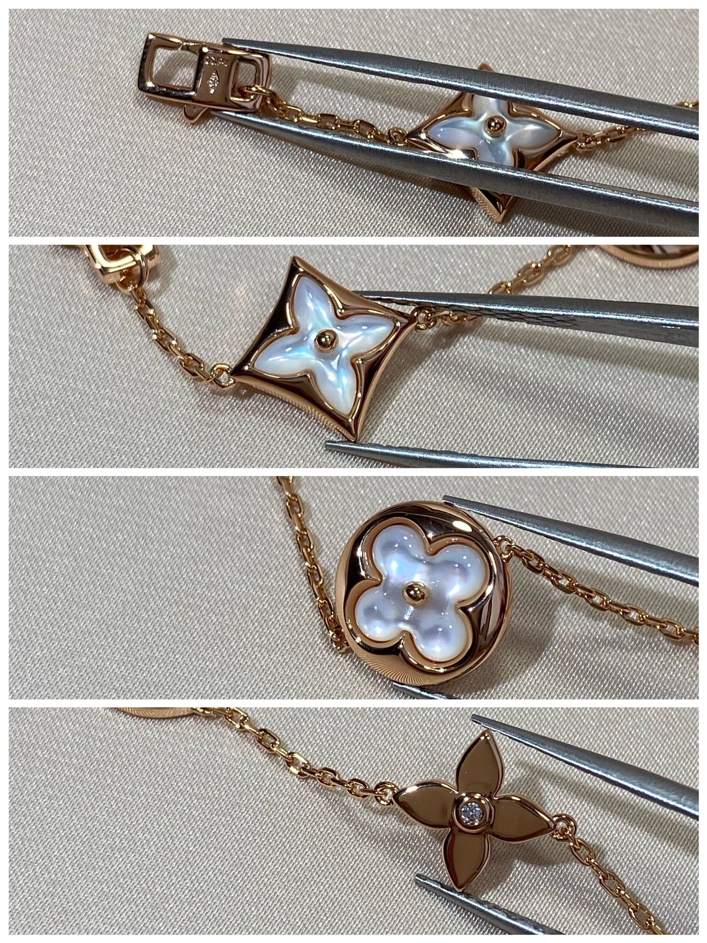 [Pearl Jewelrys]STAR AND SUN 5 MOTIF MOP PINK GOLD BRACELET