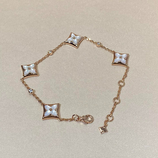 [Pearl Jewelrys]STAR 4 MOTIF MOP DIAMOND PINK GOLD BRACELET