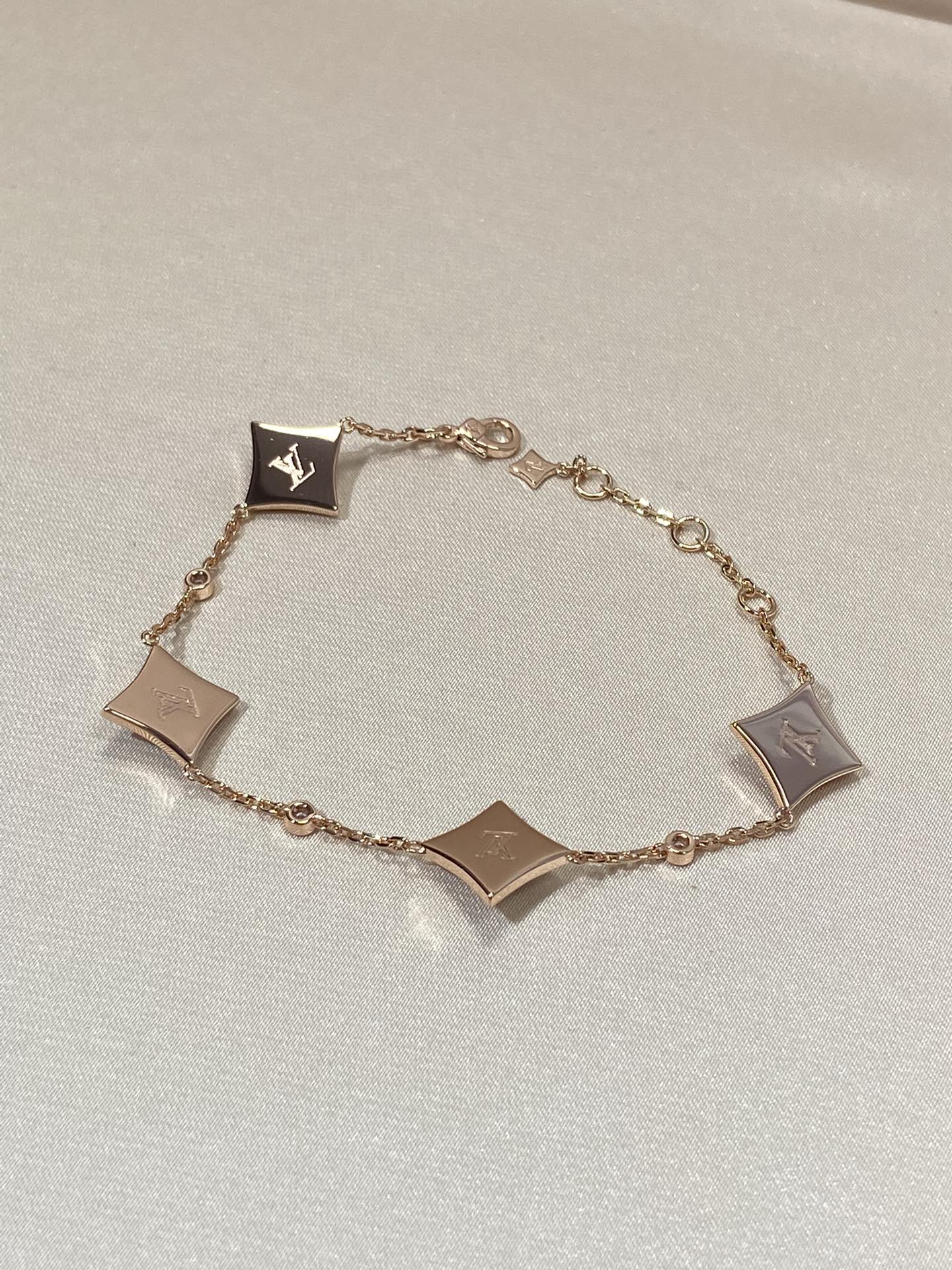[Pearl Jewelrys]STAR 4 MOTIF MOP DIAMOND PINK GOLD BRACELET