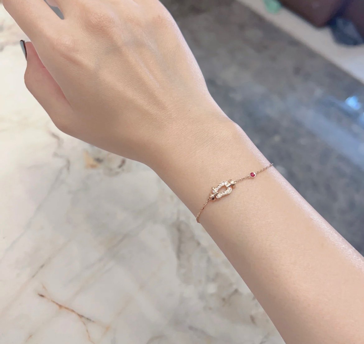 [Pearl Jewelrys]FORCE 10 DIAMOND CHAIN LINK PINK GOLD BRACELET