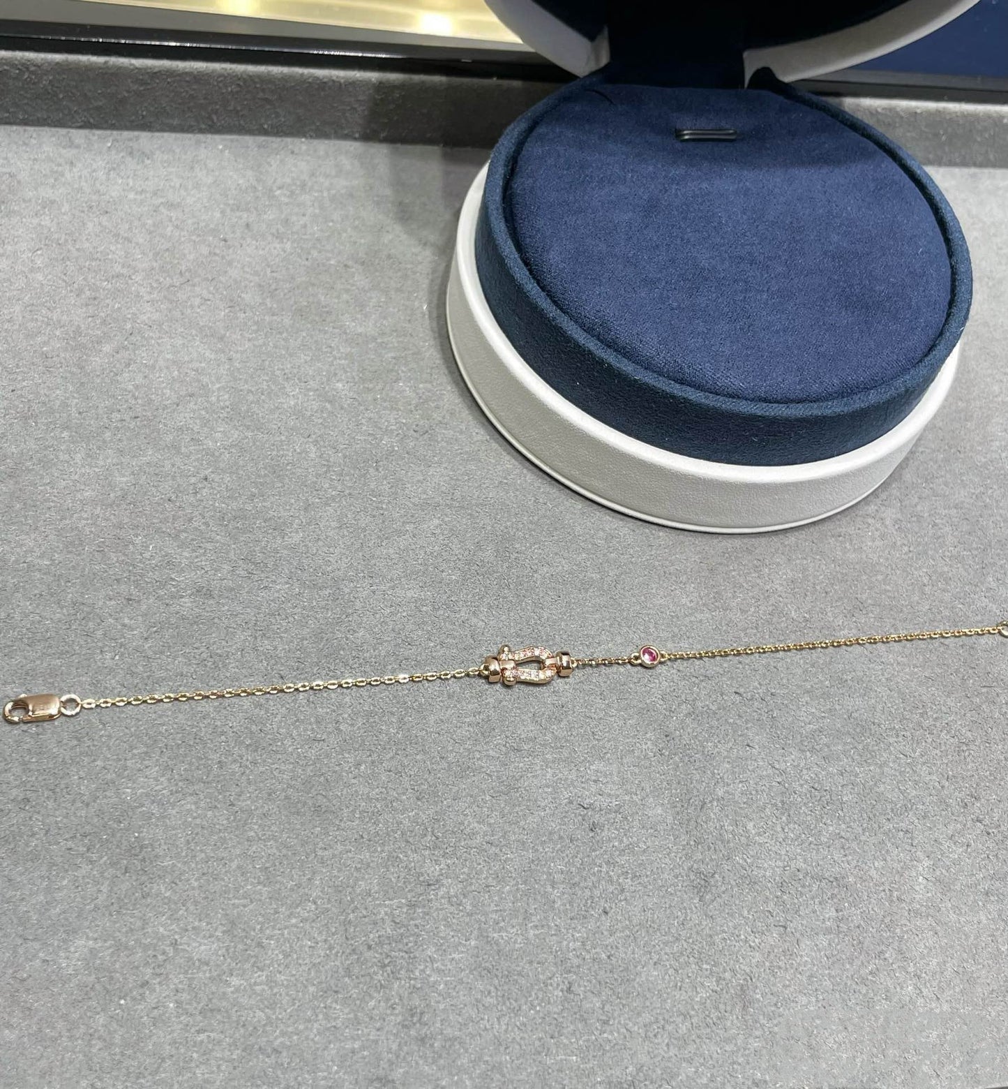 [Pearl Jewelrys]FORCE 10 DIAMOND CHAIN LINK PINK GOLD BRACELET