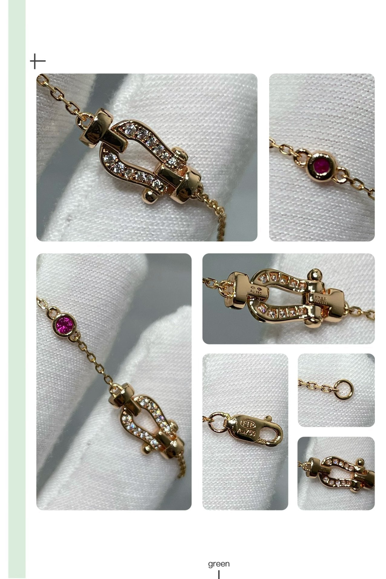 [Pearl Jewelrys]FORCE 10 DIAMOND CHAIN LINK PINK GOLD BRACELET