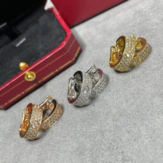 [Pearl Jewelrys]LOVE 5.5MM DIAMOND PAVED EARRINGS
