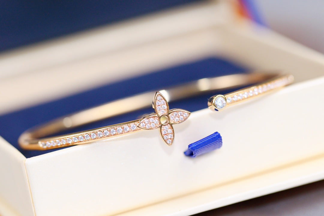 [Pearl Jewelrys]IDYLLE PINK GOLD OPEN BRACELET DIAMOND PAVED