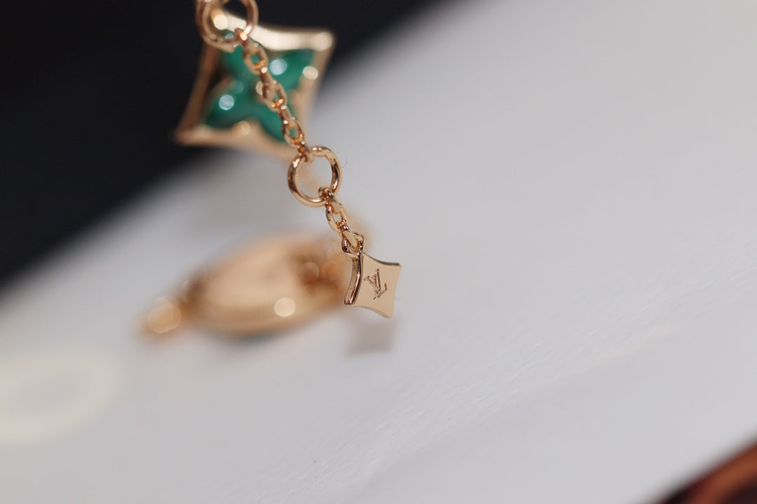 [Pearl Jewelrys]STAR AND SUN 4 MOTIF PINK GOLD MALACHITE BRACELET