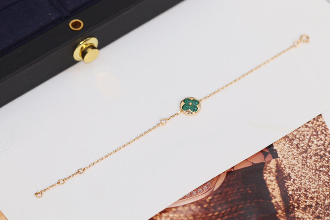 [Pearl Jewelrys]STAR AND SUN 4 MOTIF PINK GOLD MALACHITE BRACELET