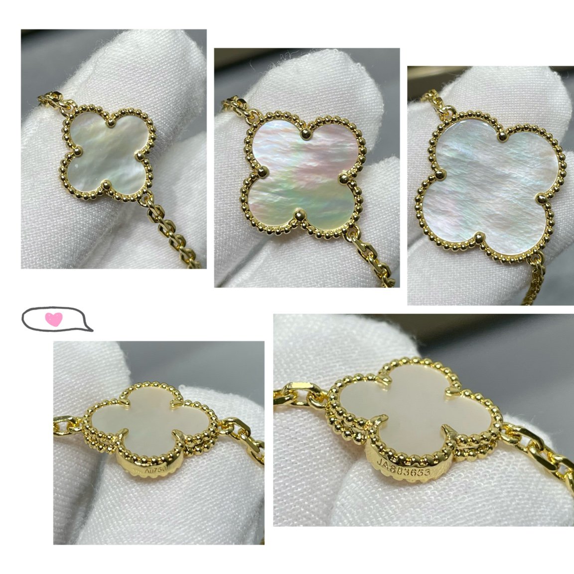 [Pearl Jewelrys]CLOVER 16 MOTIF WHITE MOP GOLD NECKLACE