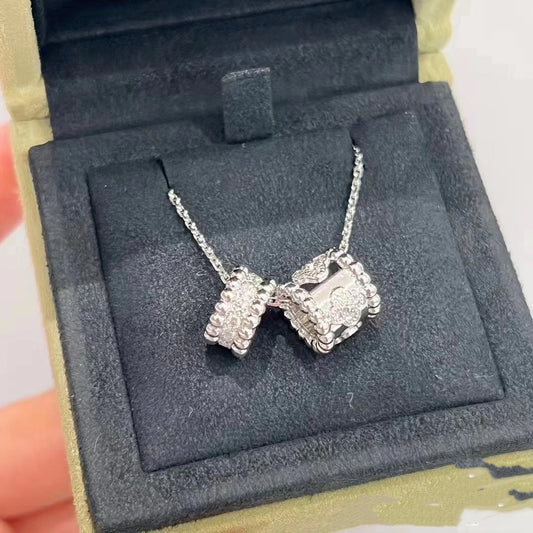 [Pearl Jewelrys]PERLEE DOUBLE PENDANT SILVER DIAMOND NECKLACE