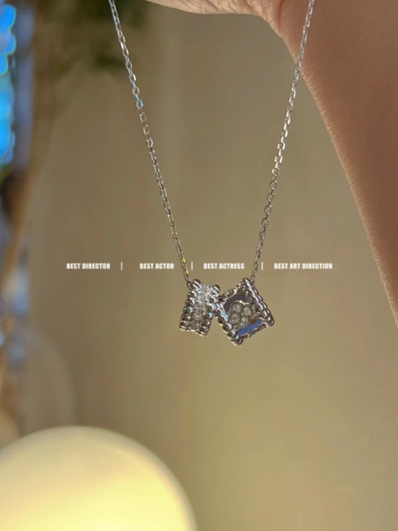 [Pearl Jewelrys]PERLEE DOUBLE PENDANT SILVER DIAMOND NECKLACE