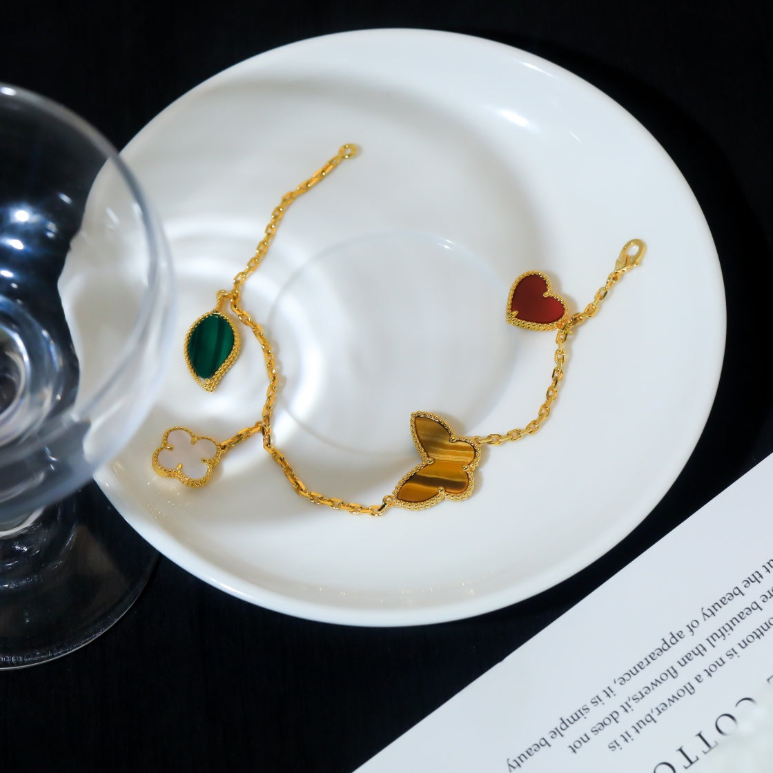 [Pearl Jewelrys]LUCKY SPRING 5 MOTIF GOLD BRACELET