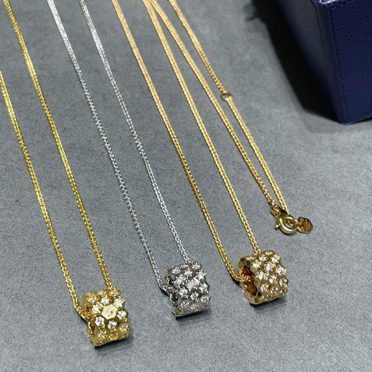 [Pearl Jewelrys]BEE LOVE DIAMOND PAVED 3 ROW NECKLACE