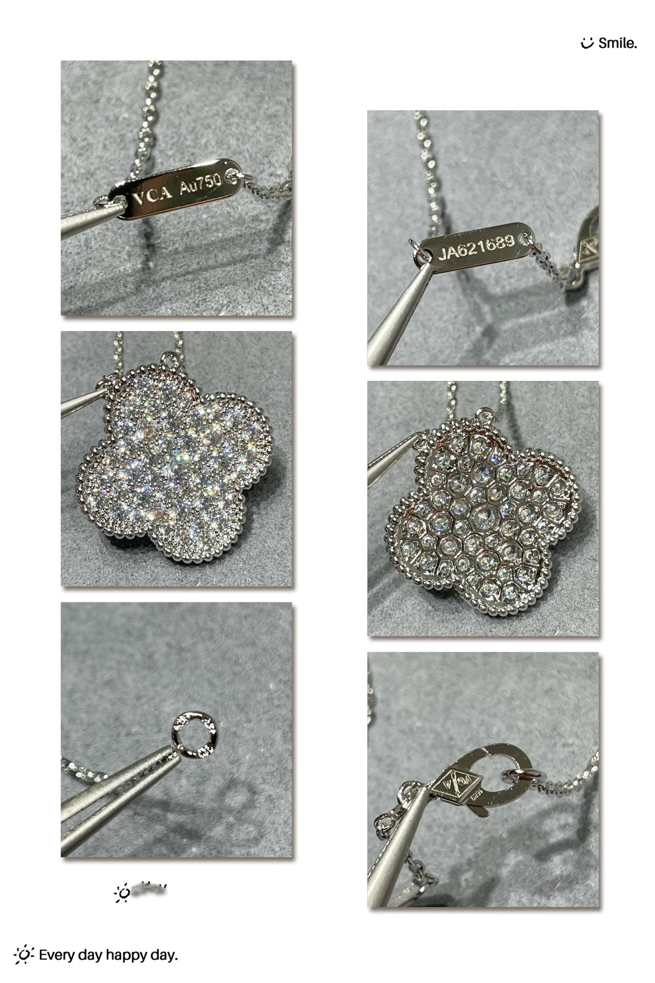 [Pearl Jewelrys]CLOVER 25MM LARGE PENDANT DIAMOND PAVED SILVER NECKLACE
