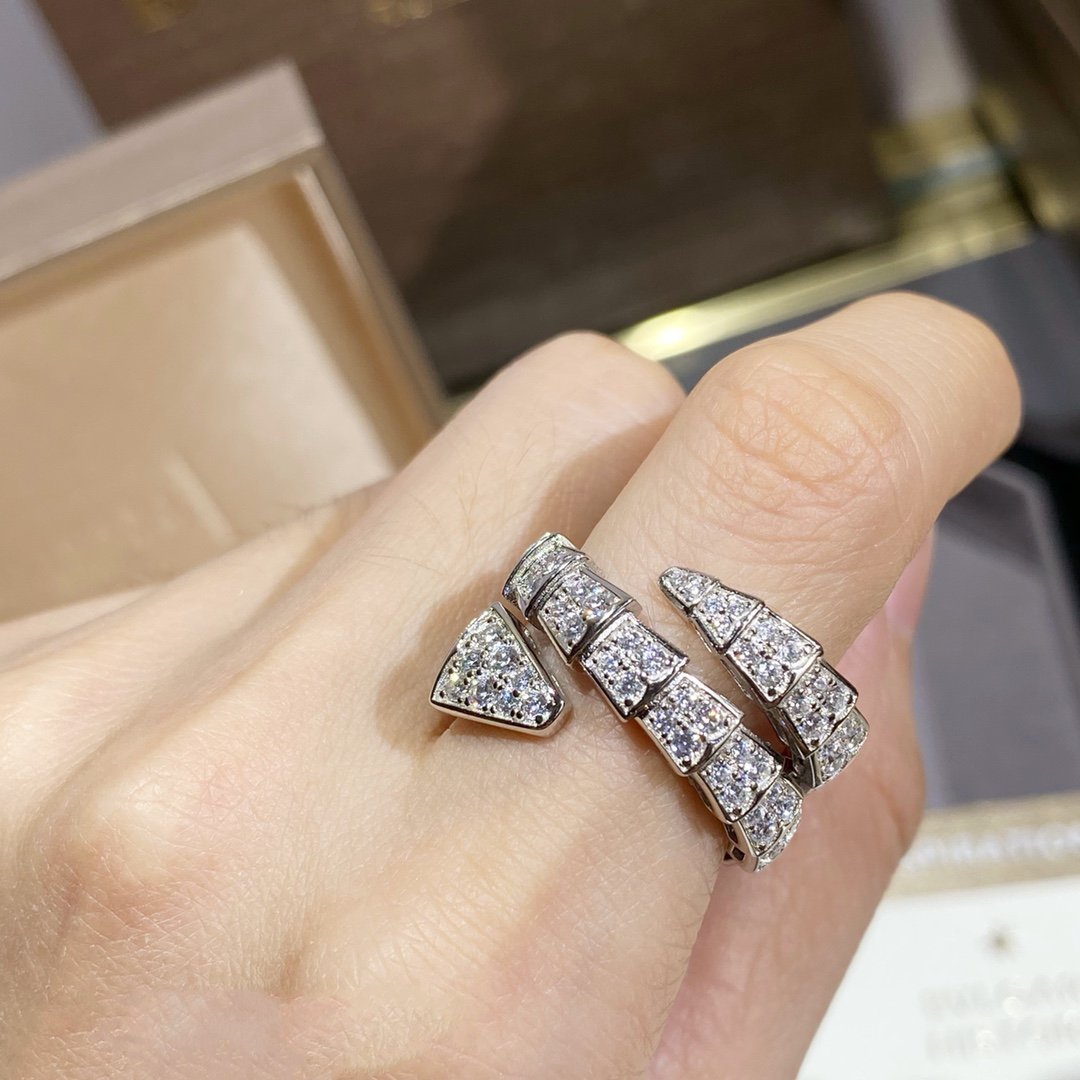 [Pearl Jewelrys]SERPENTI DOUBLE RING SILVER DIAMOND PAVED