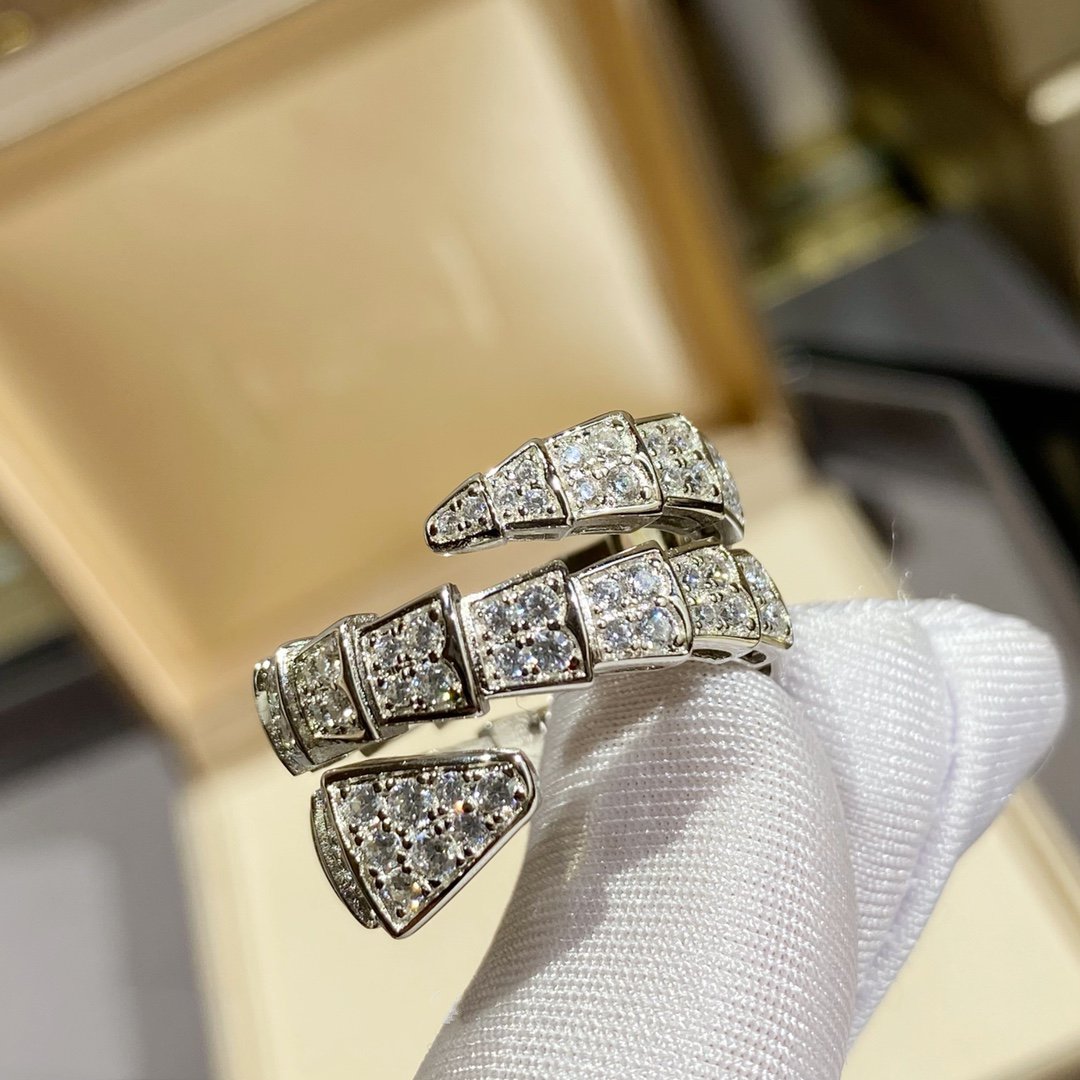 [Pearl Jewelrys]SERPENTI DOUBLE RING SILVER DIAMOND PAVED