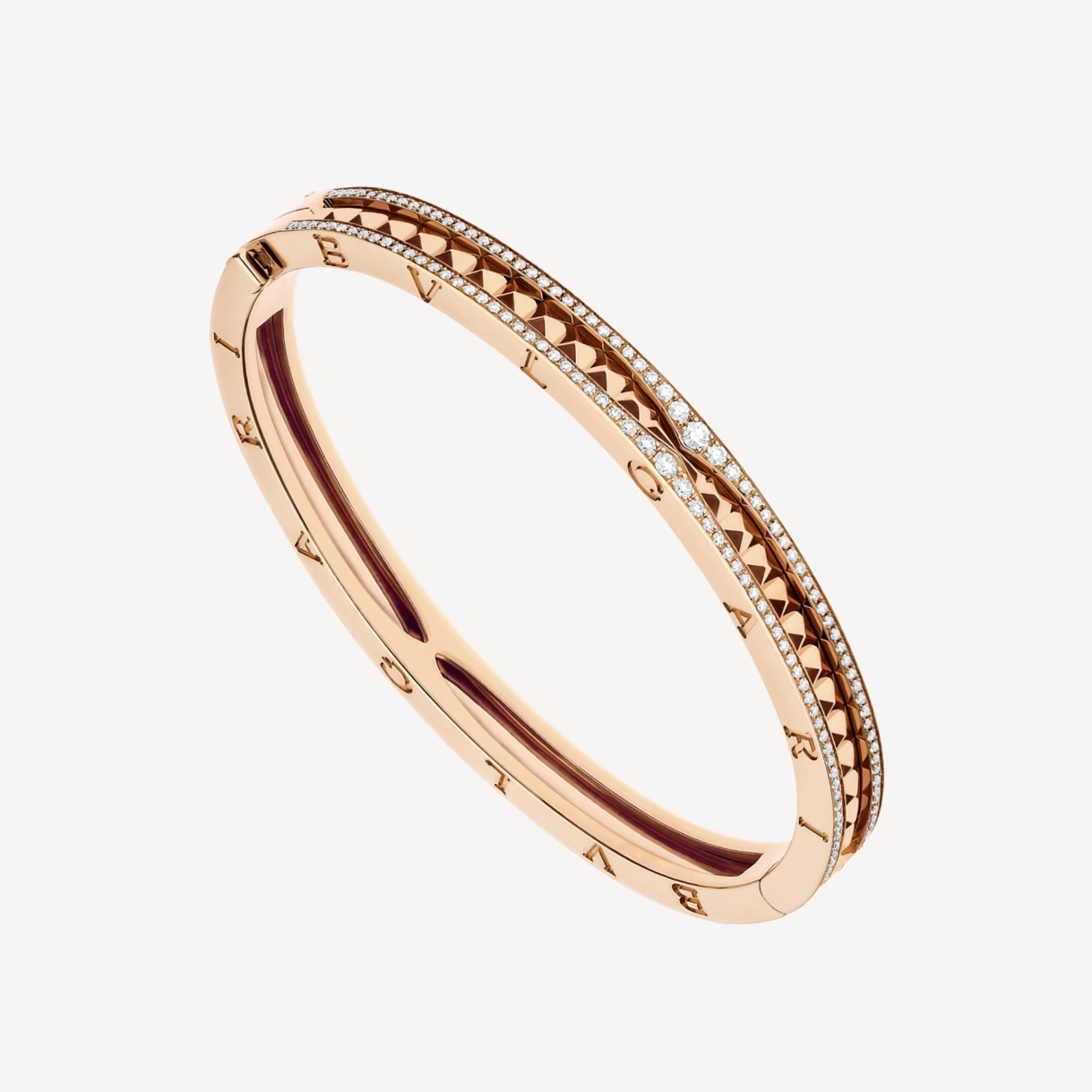 [Pearl Jewelrys]ZERO 1 SPIRAL AND PAVED DIAMOND PINK GOLD BRACELET