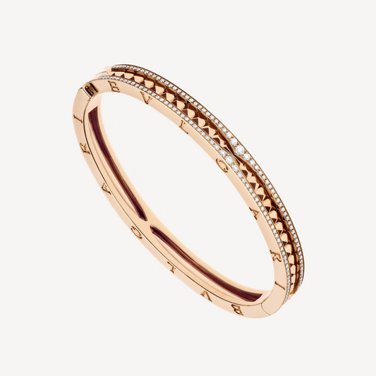 [Pearl Jewelrys]ZERO 1 SPIRAL AND PAVED DIAMOND PINK GOLD BRACELET