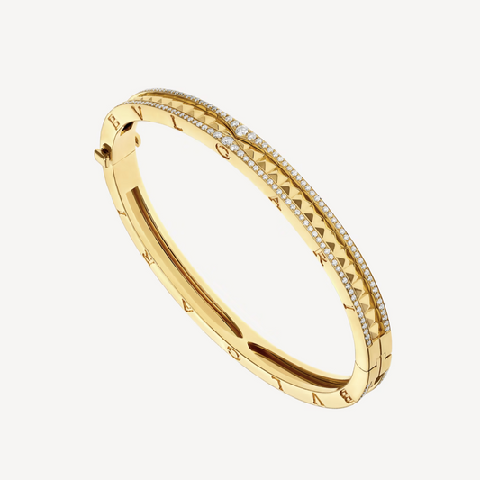 [Pearl Jewelrys]ZERO 1 SPIRAL AND PAVED DIAMOND GOLD BRACELET
