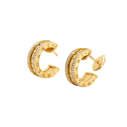 [Pearl Jewelrys]ZERO 1 ROCK GOLD EARRINGS WITH STUDDED SPIRAL AND PAVED DIAMONDS