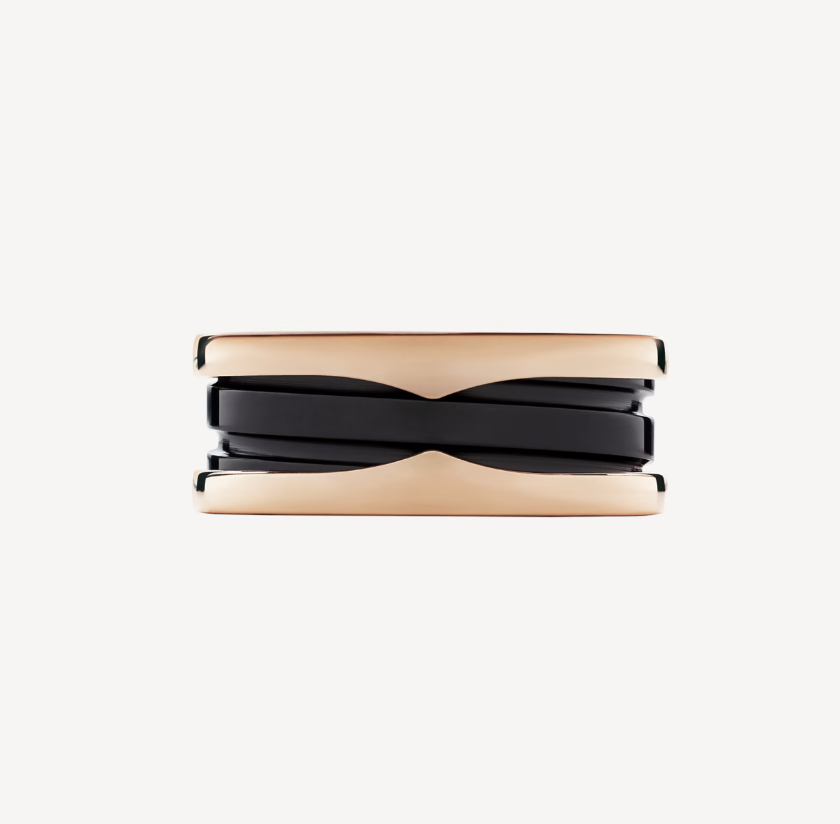 [Pearl Jewelrys]ZERO 1 TWO-BAND LOOPS AND BLACK CERAMIC PINK GOLD RING