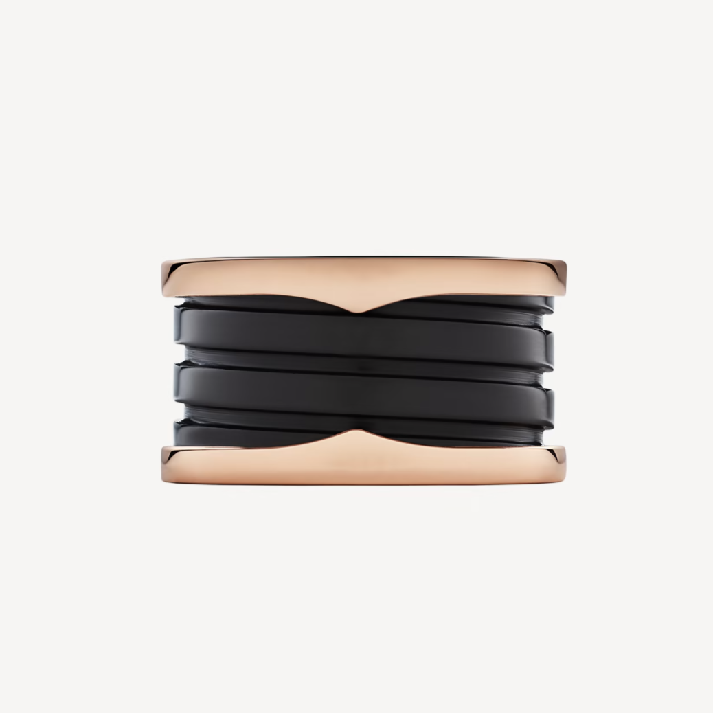 [Pearl Jewelrys]ZERO 1 FOUR-BAND LOOPS AND BLACK CERAMIC SPIRAL PINK GOLD RING