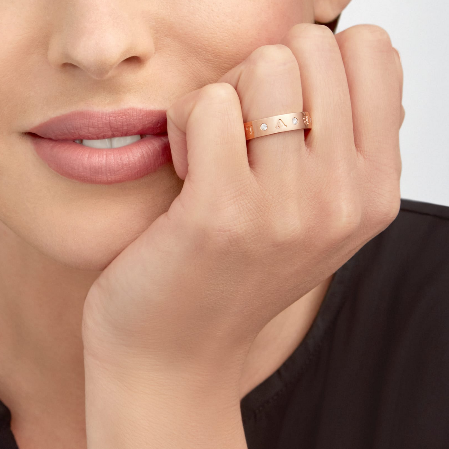[Pearl Jewelrys]ZERO 1 ESSENTIAL PINK GOLD BAND WITH DIAMONDS RING