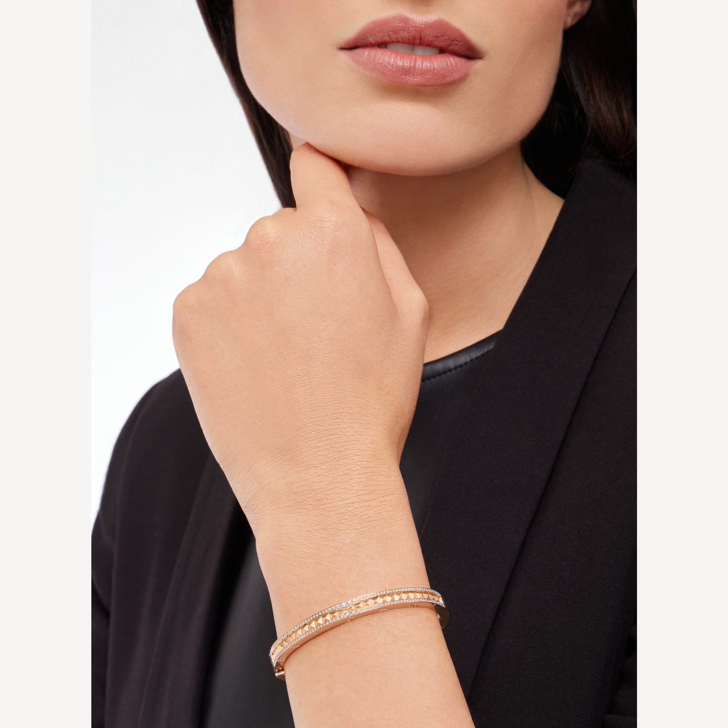 [Pearl Jewelrys]ZERO 1 SPIRAL AND PAVED DIAMOND PINK GOLD BRACELET