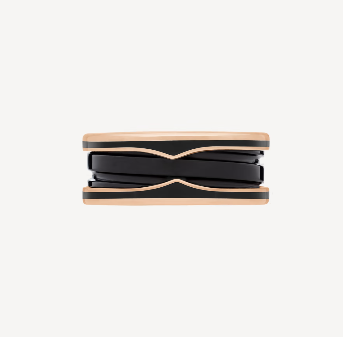 [Pearl Jewelrys]ZERO 1 TWO-BAND WITH MATTE BLACK CERAMIC PINK GOLD RING