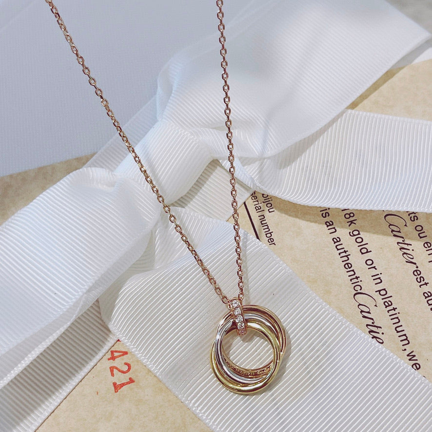 [Pearl Jewelrys]TRINITY NECKLACE GOLD  DIAMONDS
